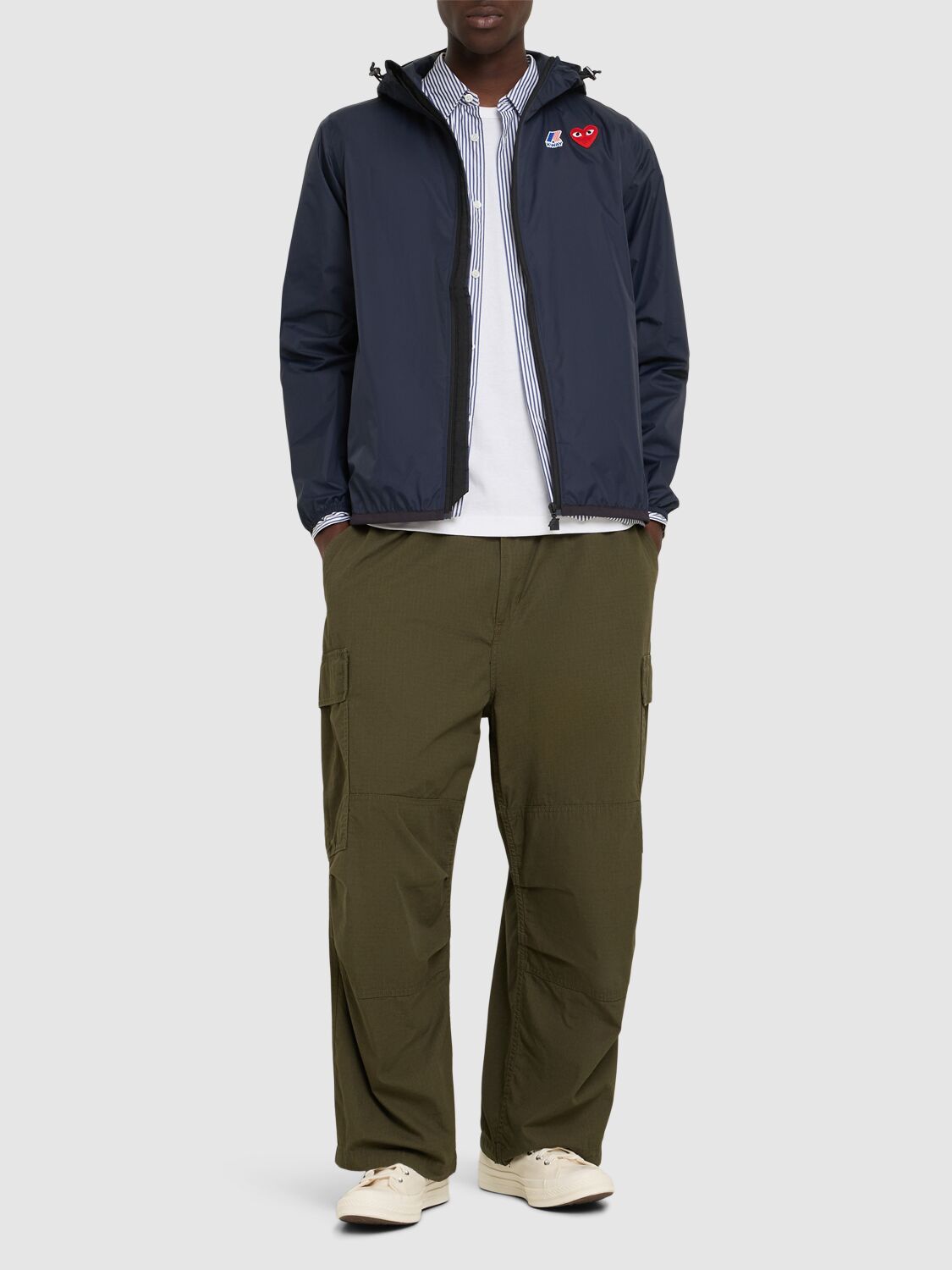 K-way Cdg Play Logo Nylon Zip Jacket