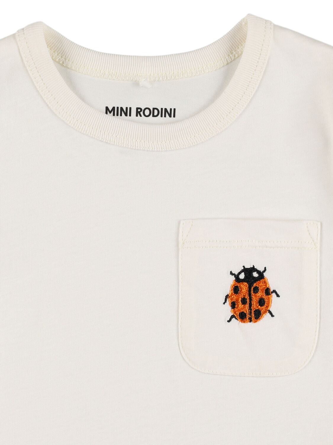 Mini Rodini White T-shirt With Ladybug Embroidery