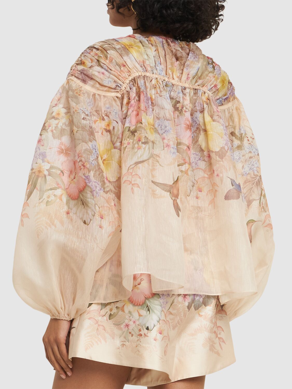 Zimmermann Illuminate Drawn Silk Linen Blouse Clothing