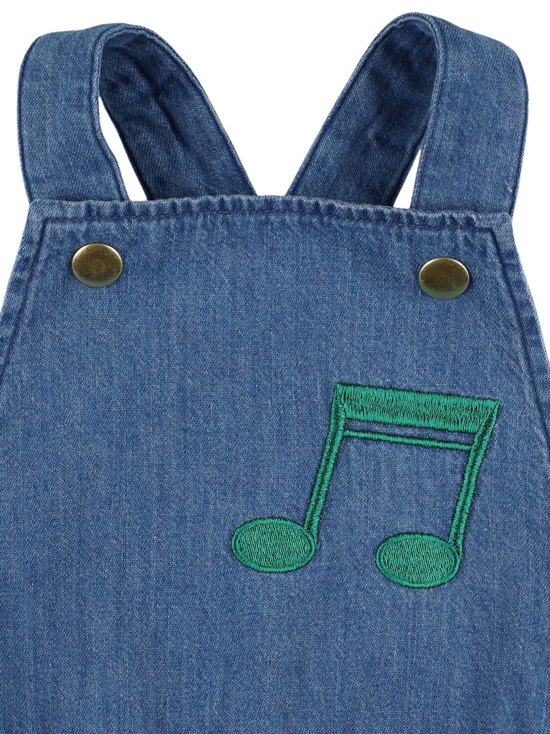 Mini Rodini Embroidered Cotton Denim Overalls
