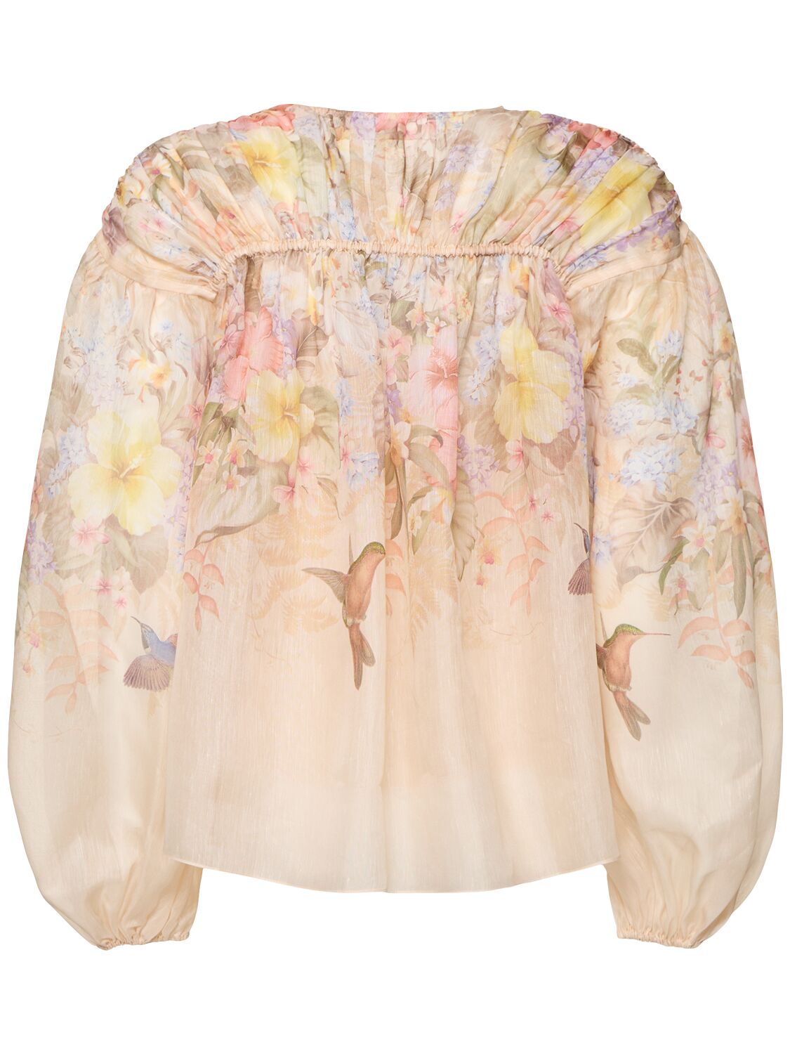 Zimmermann Illuminate Drawn Silk Linen Blouse Clothing