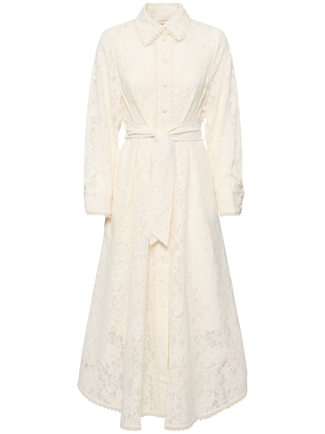 Zimmermann Dawning Pleated Lace Midi Dress