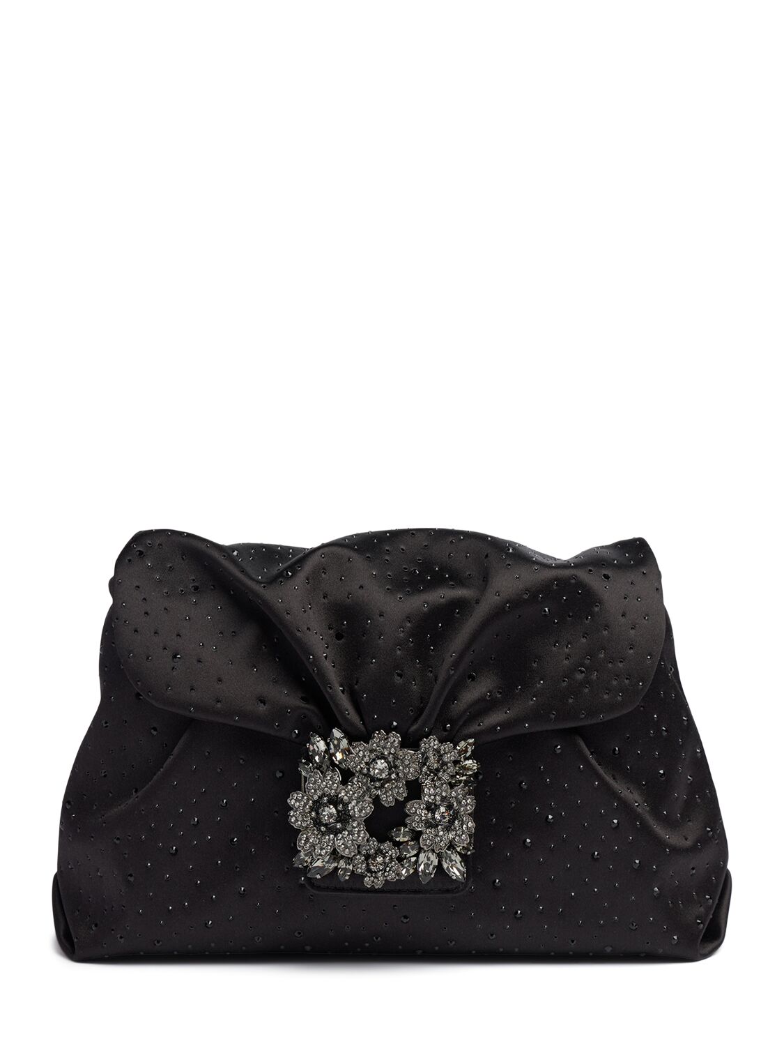 Roger Vivier Rv Bouquet Embellished Clutch In Black