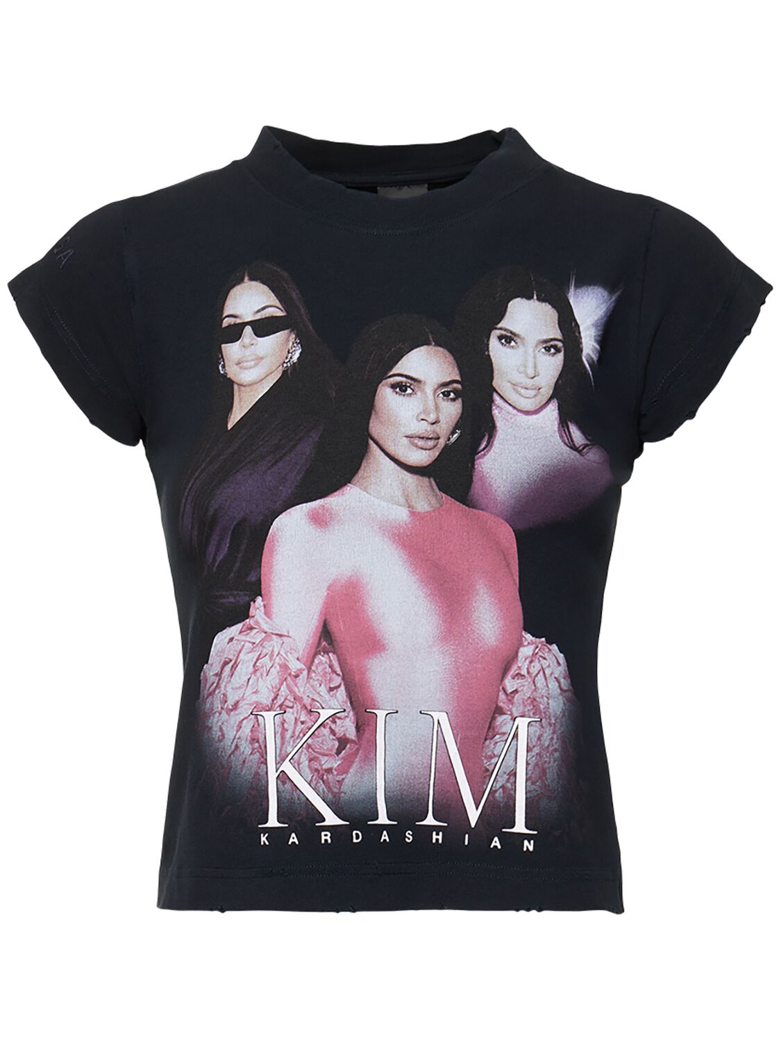 Balenciaga Kim K Cotton Blend T-shirt In Washed Black