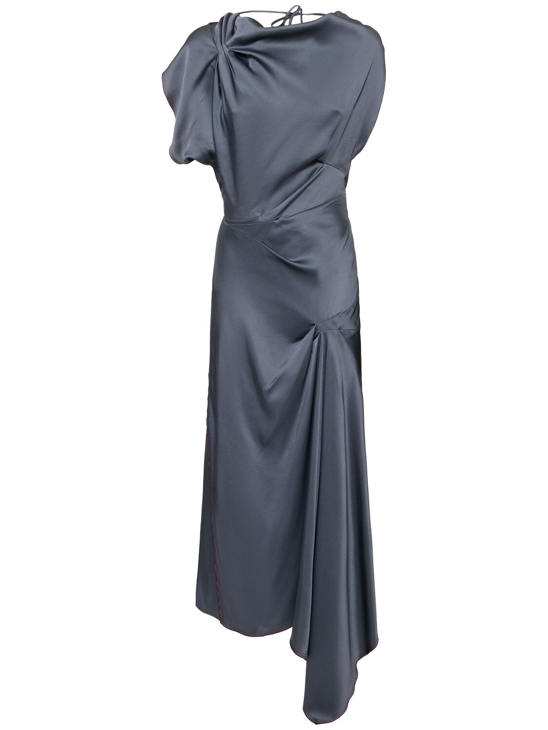 VICTORIA BECKHAM Asymmetric Draped Satin Midi Dress