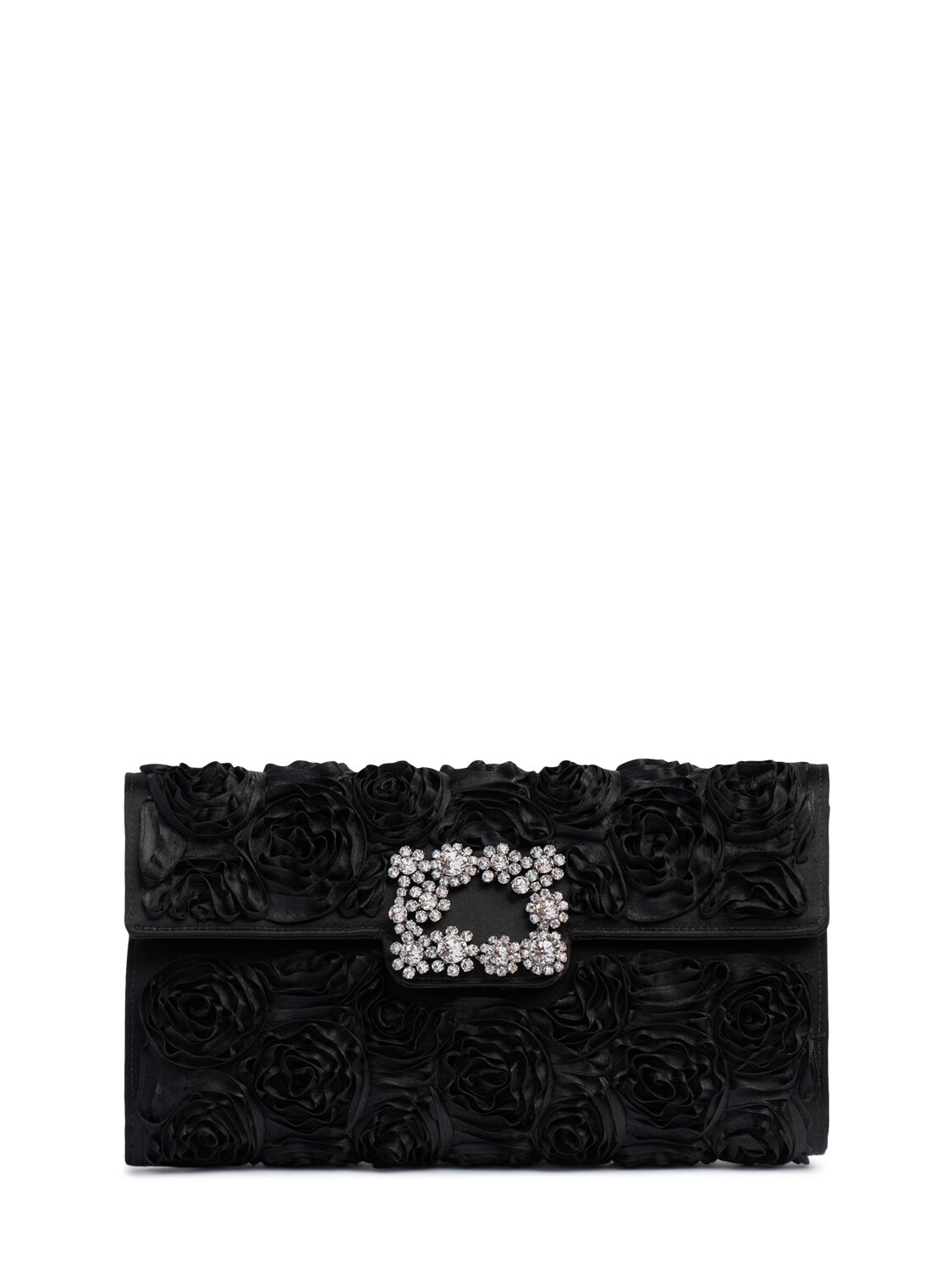 Crystal Flower Buckle Envelope Clutch