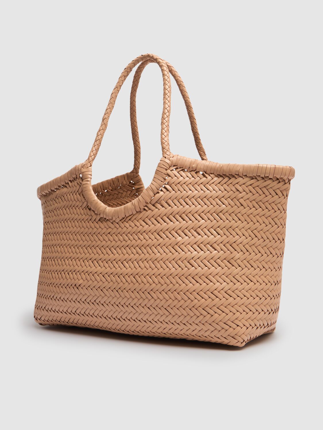 Dragon Diffusion Big Nantucket Woven Leather Basket Bag In Natural