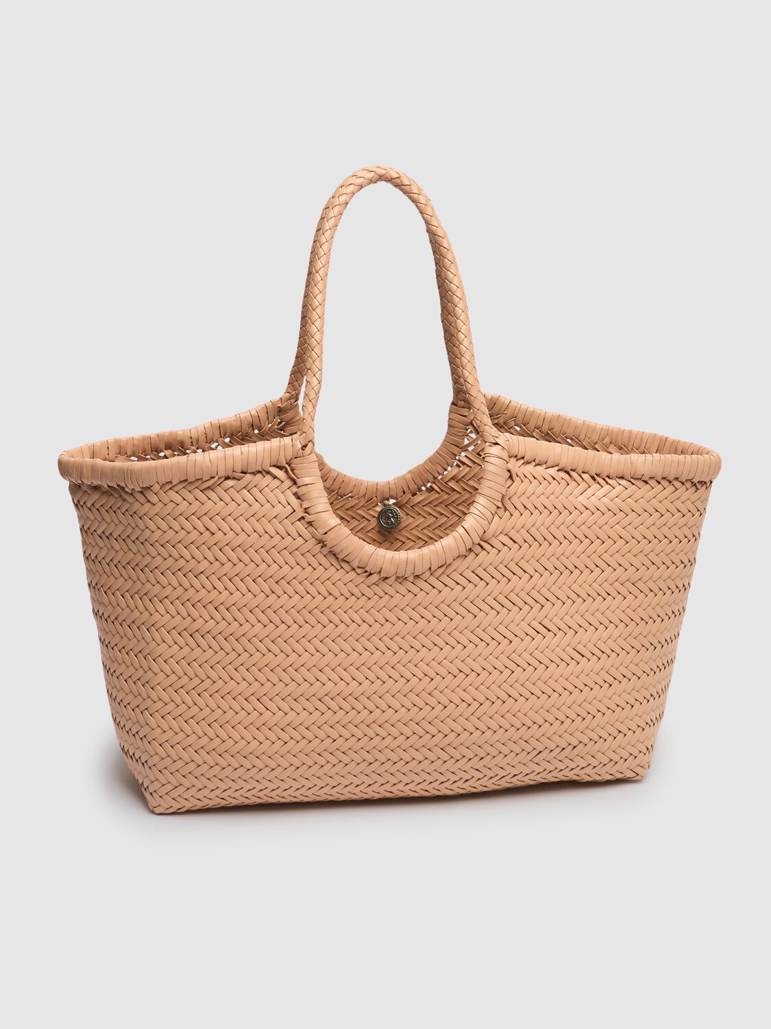 Dragon Diffusion Big Nantucket Woven Leather Basket Bag In Natural