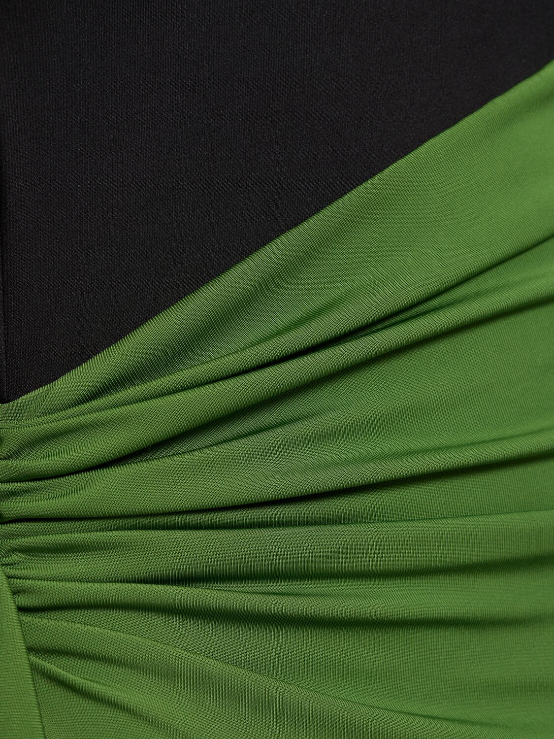 Shop Victoria Beckham Long Sleeve Draped Jersey Gown In Black/green