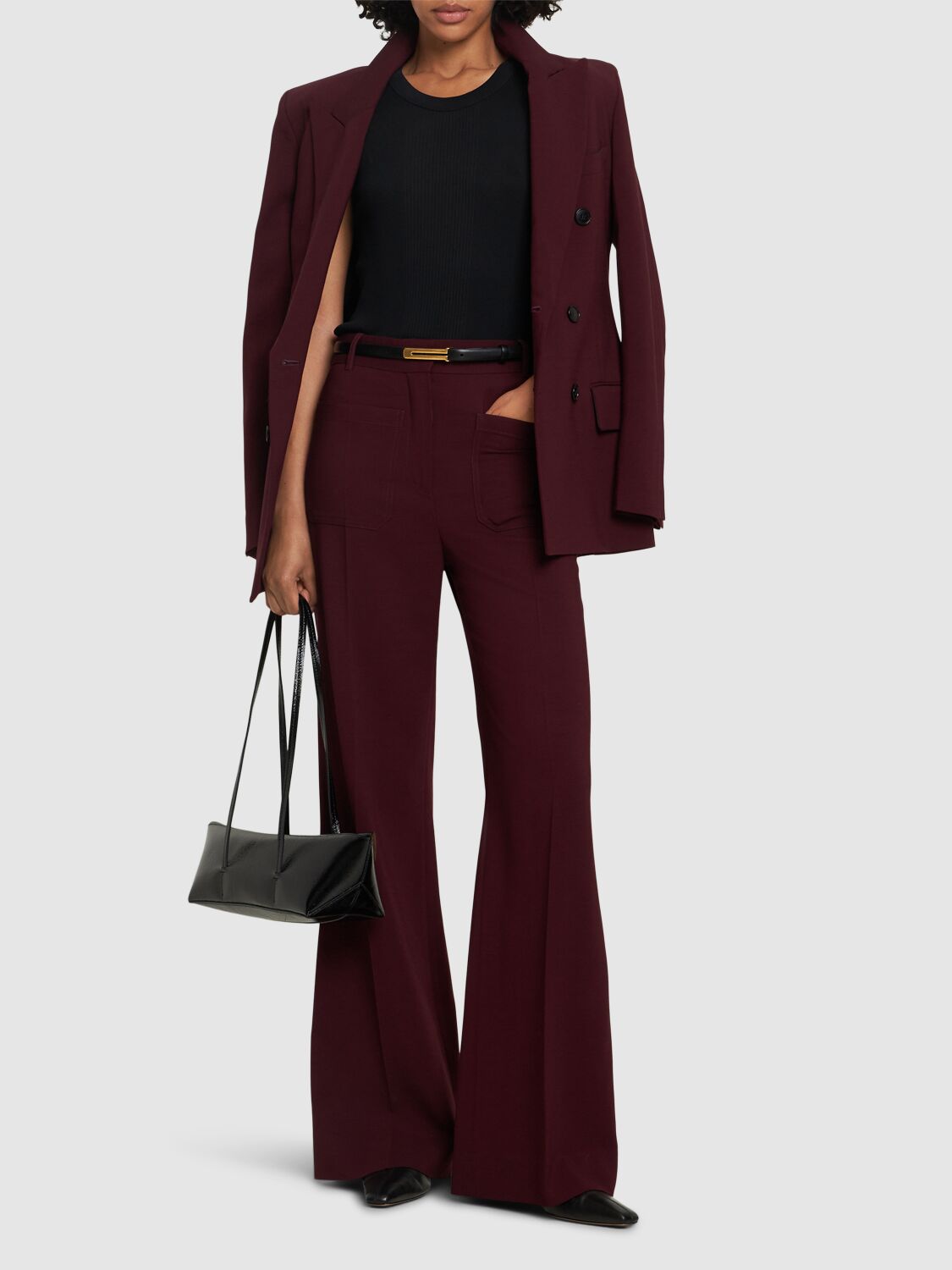 Shop Victoria Beckham Alina Viscose Blend Wide Leg Pants