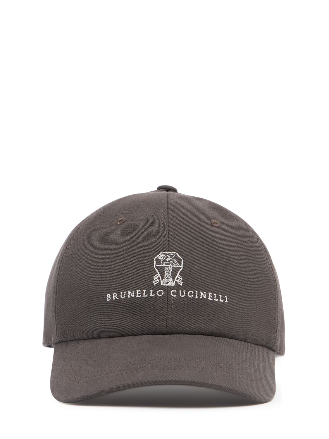 Brunello Cucinelli Cotton Logo Hat In Brown