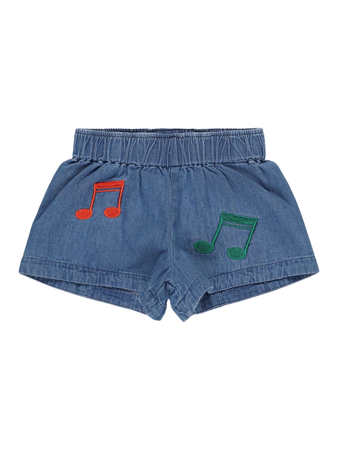 Mini Rodini Embroidered Cotton Denim Shorts