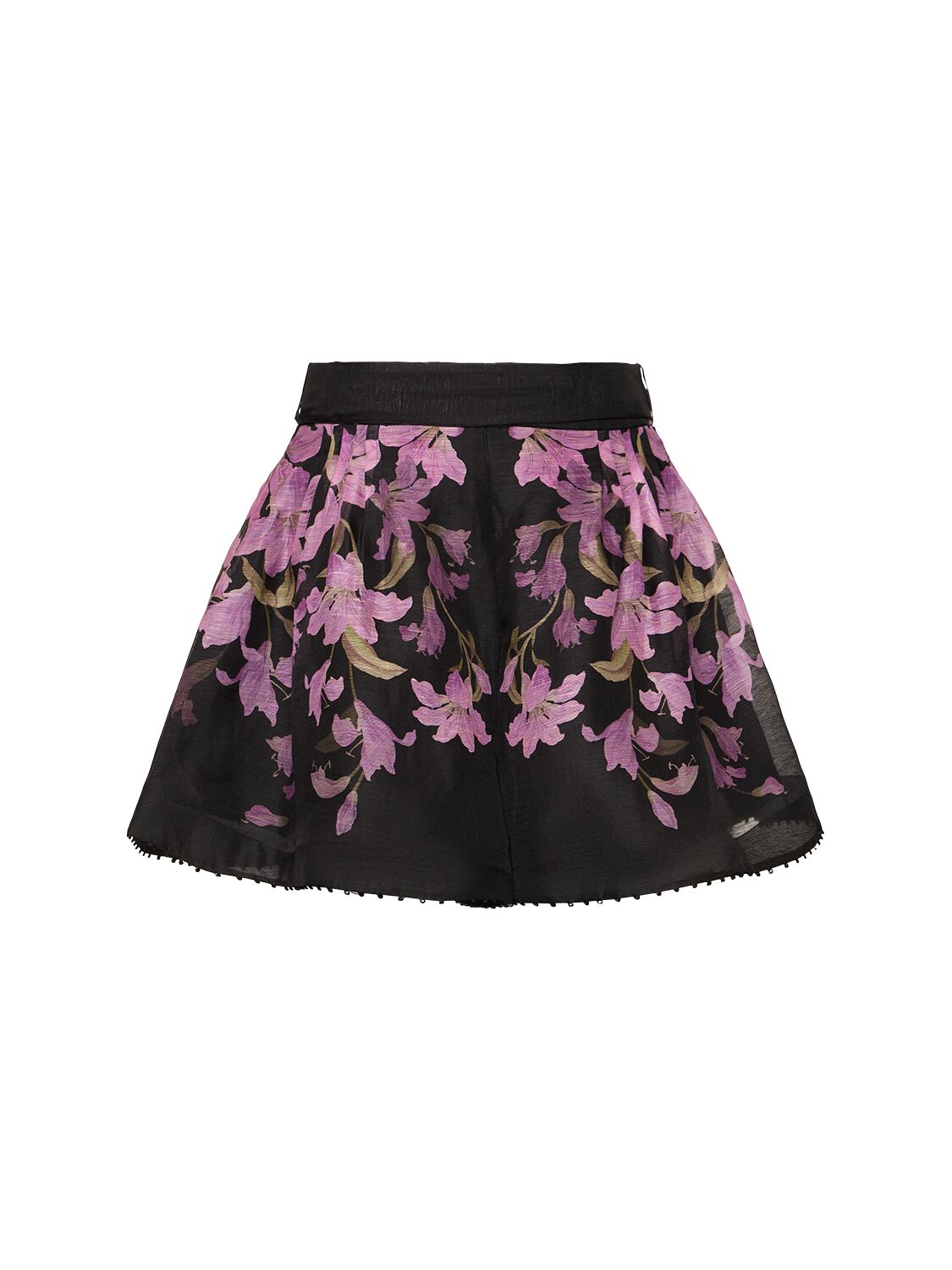 Zimmermann Dawning Belted Floral-print Linen And Silk-blend Shorts