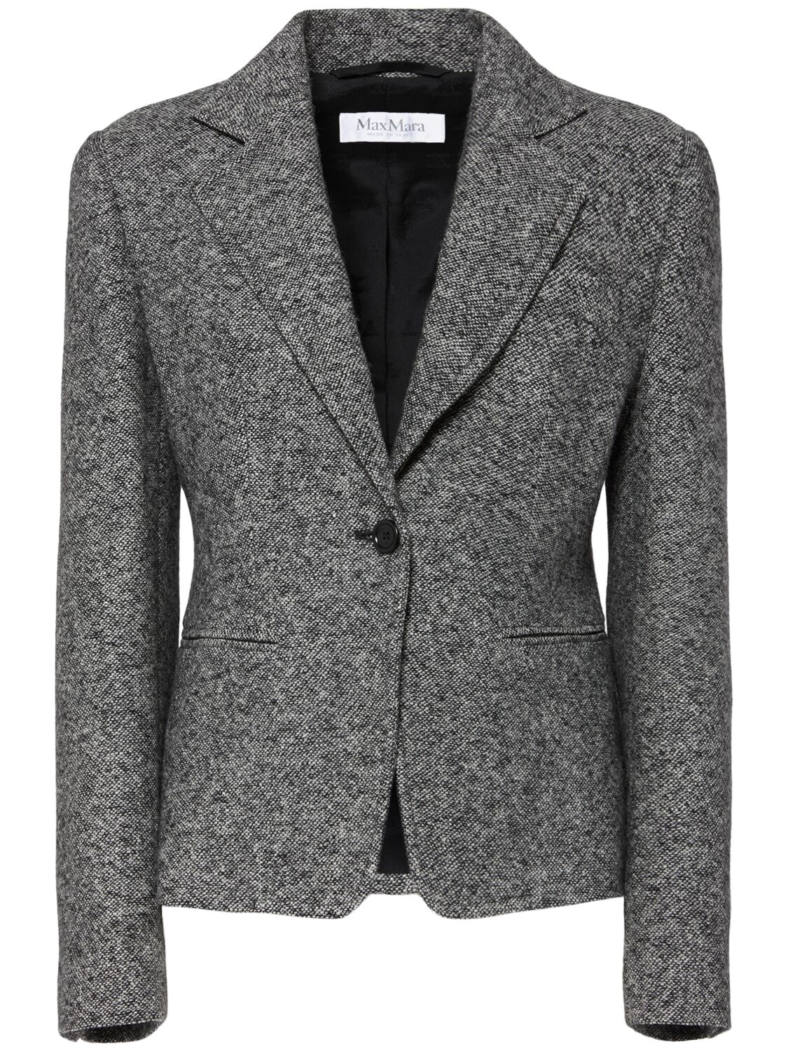 Max Mara Salmone Virgin Wool Blend Blazer In Gray