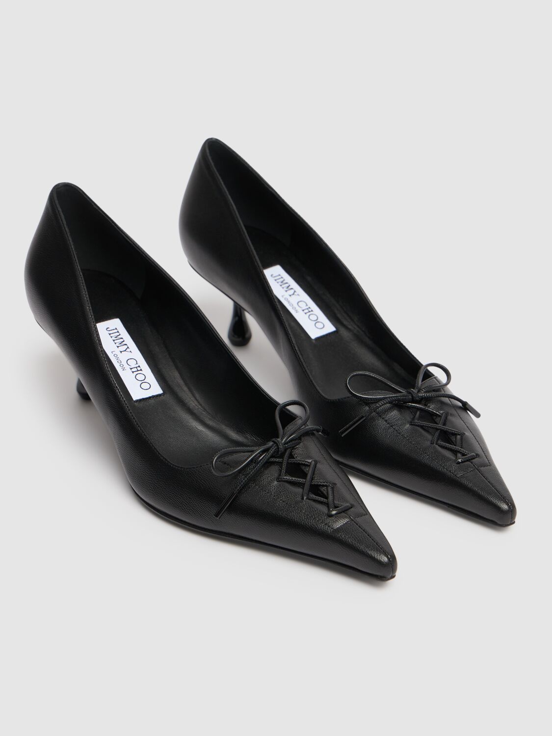 Jimmy Choo Scarlett Leather Lace-up Kitten Heel Pumps In Black