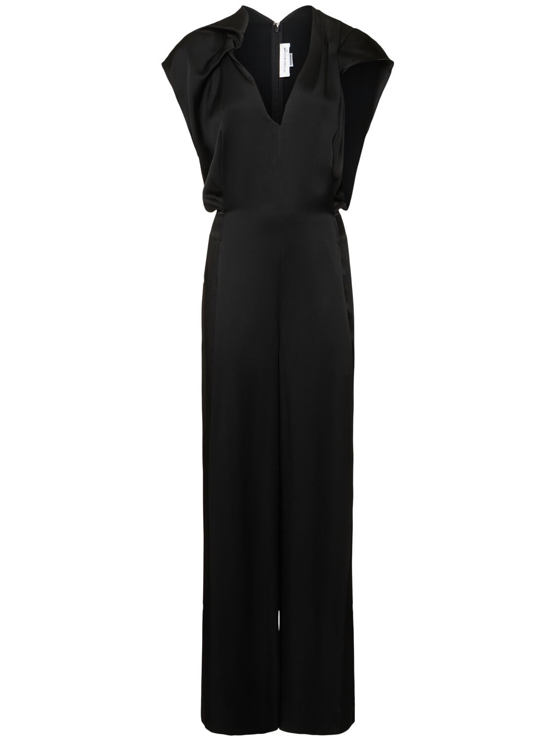 Victoria Beckham Draped Pleated Satin Jumpsuit