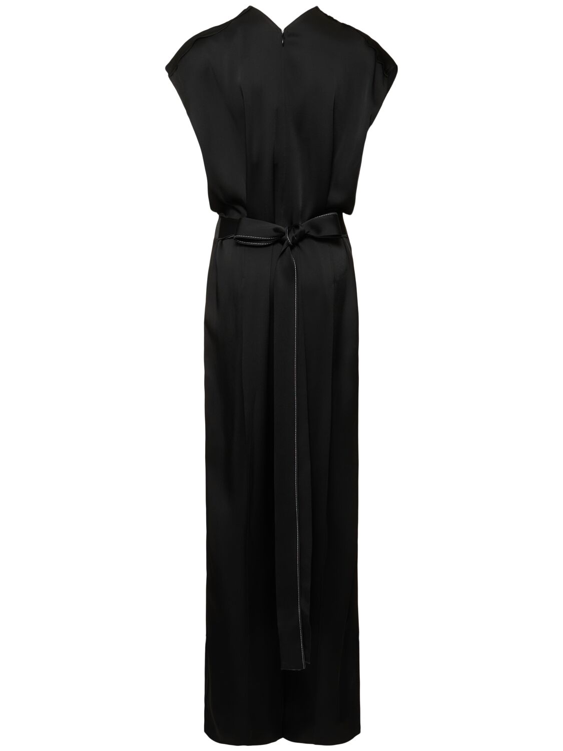 VICTORIA BECKHAM DRAPED PLEATED SATIN JUMPSUIT 
