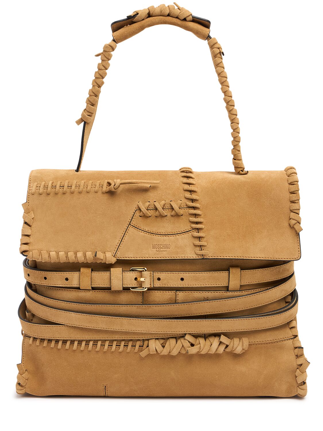 Sac Cabas En Daim Tie Me - MOSCHINO - Modalova