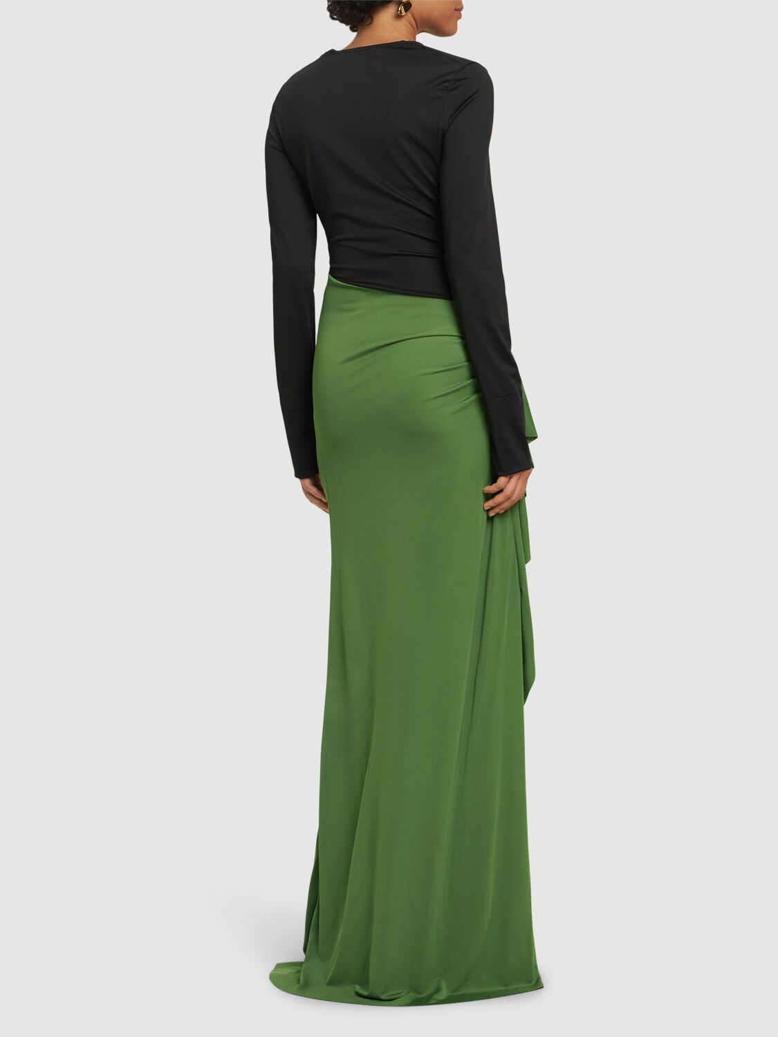 VICTORIA BECKHAM LONG SLEEVE DRAPED JERSEY GOWN 