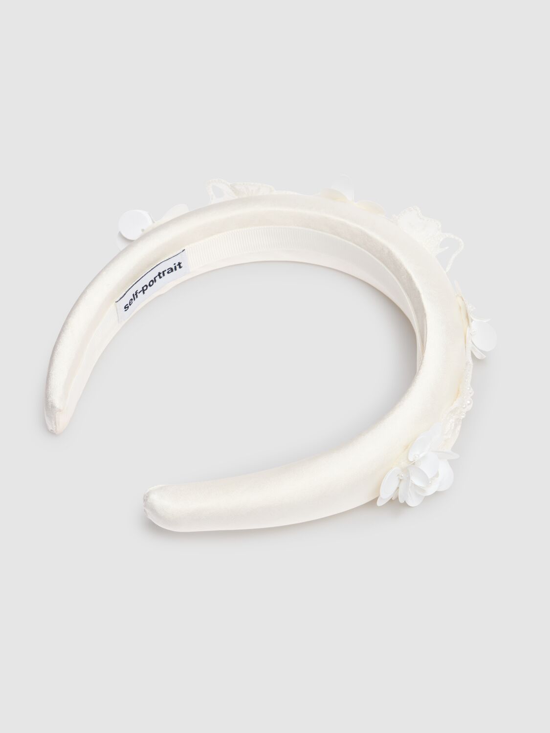 SELF-PORTRAIT EMBELLISHED SATIN HEADBAND 