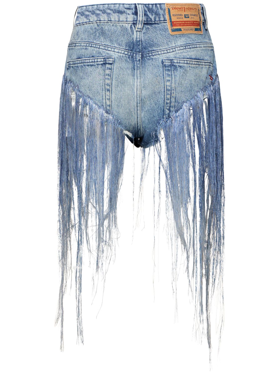 Shop Diesel De-jizz Denim Shorts W/ Fringe