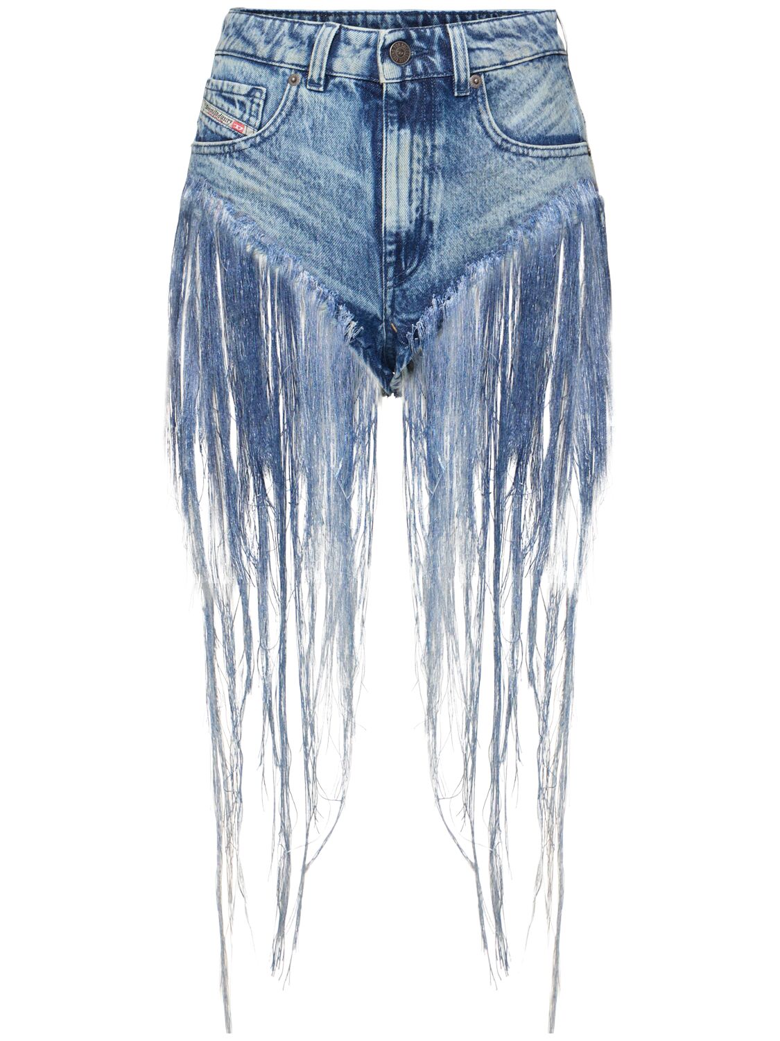 Shop Diesel De-jizz Denim Shorts W/ Fringe