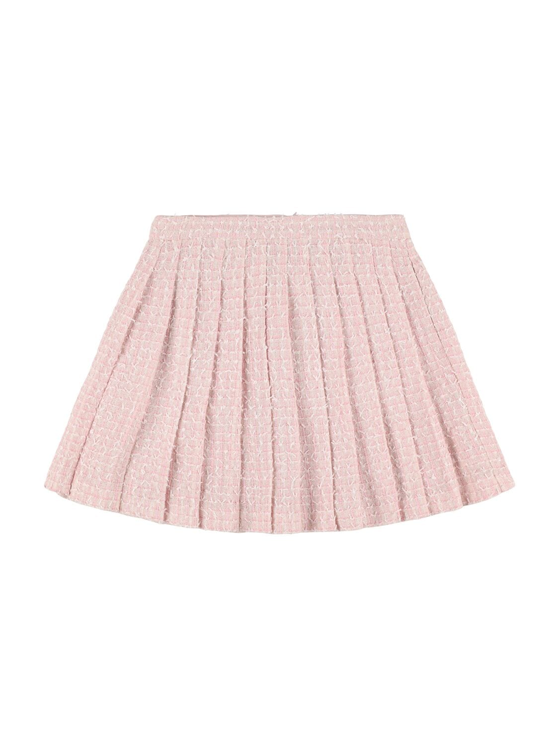 Bow Pleated Bouclé Skirt