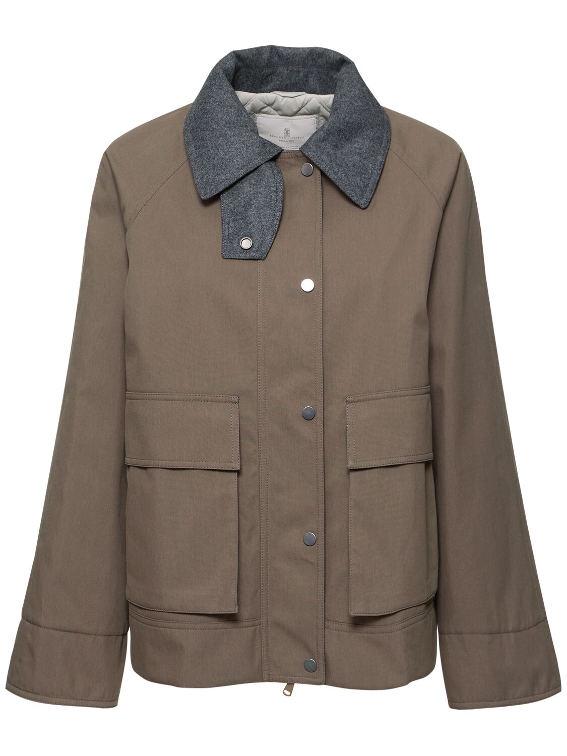 Veste En Toile De Coton Mélangé - BRUNELLO CUCINELLI - Modalova
