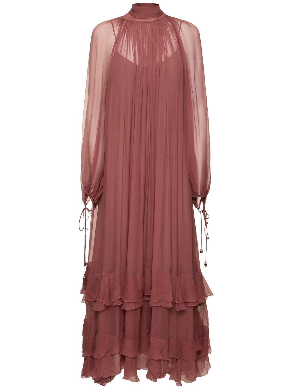 Robe Longue En Mousseline De Soie Drapée - CHLOÉ - Modalova
