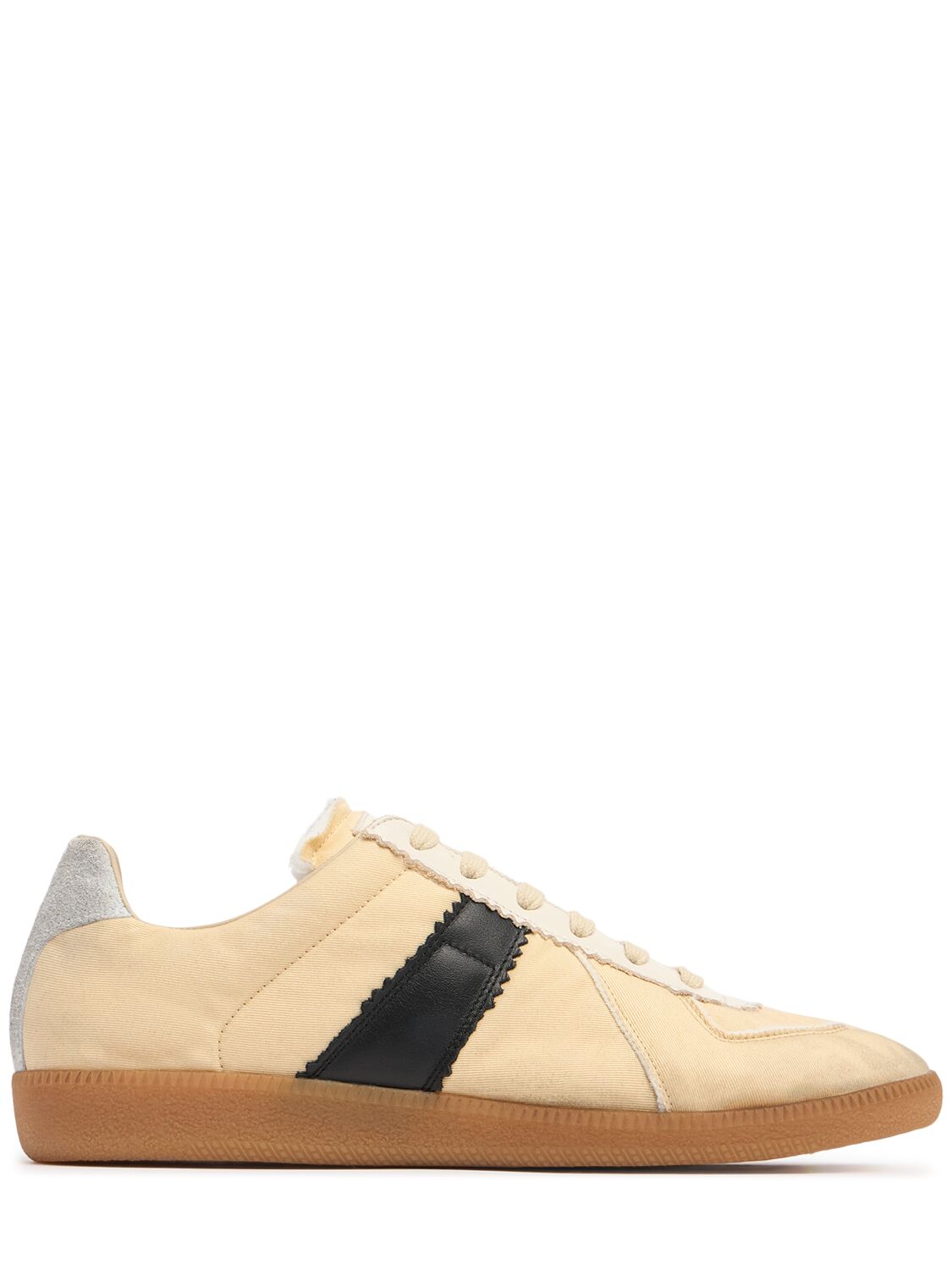 Maison Margiela Replica Leather And Suede-trimmed Twill Sneakers In Black