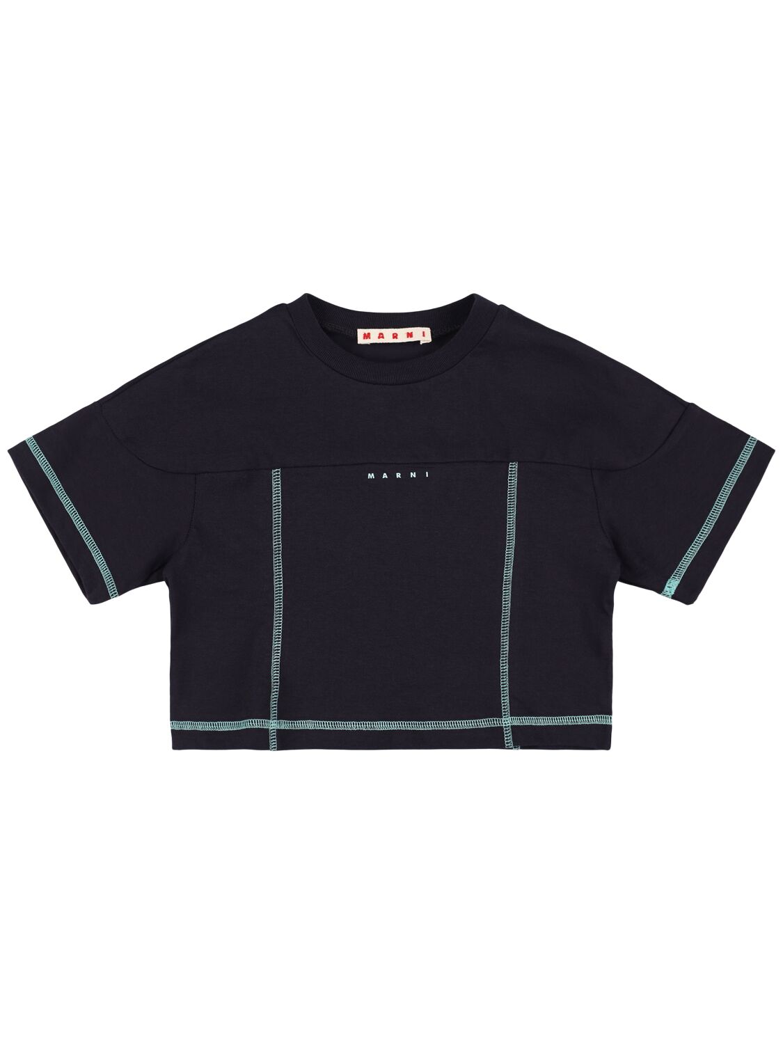 Marni Junior Printed Cotton Jersey Cropped T-shirt