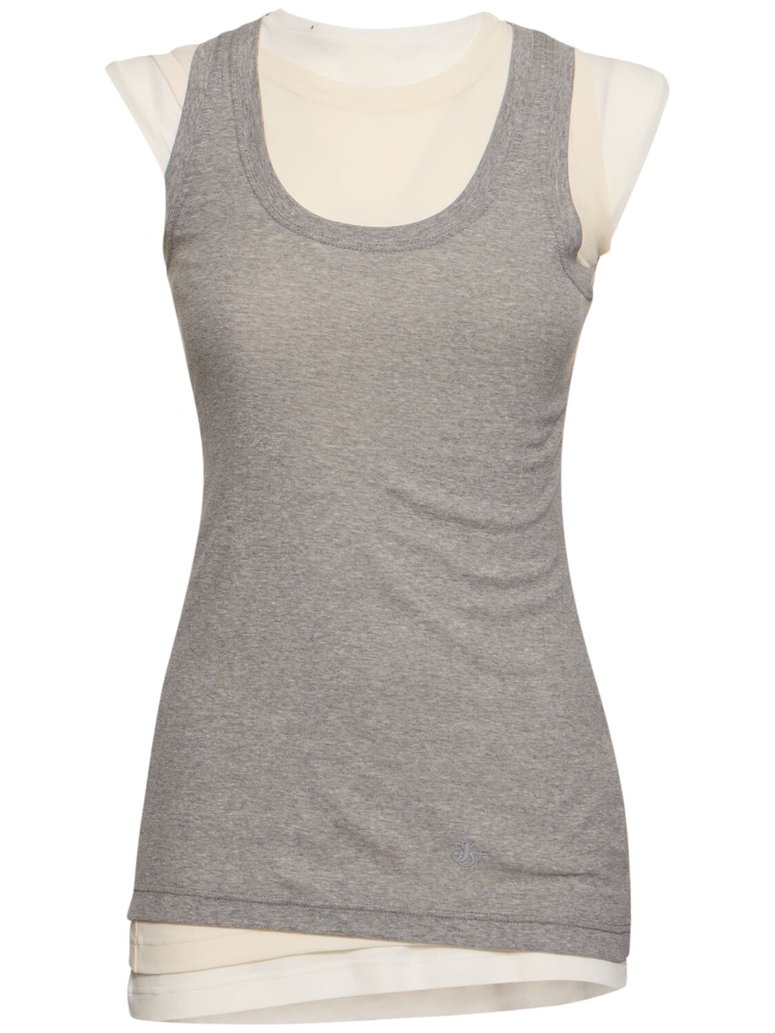 Jil Sander Fitted Sleeveless Top With Contrasting Hem Layer
