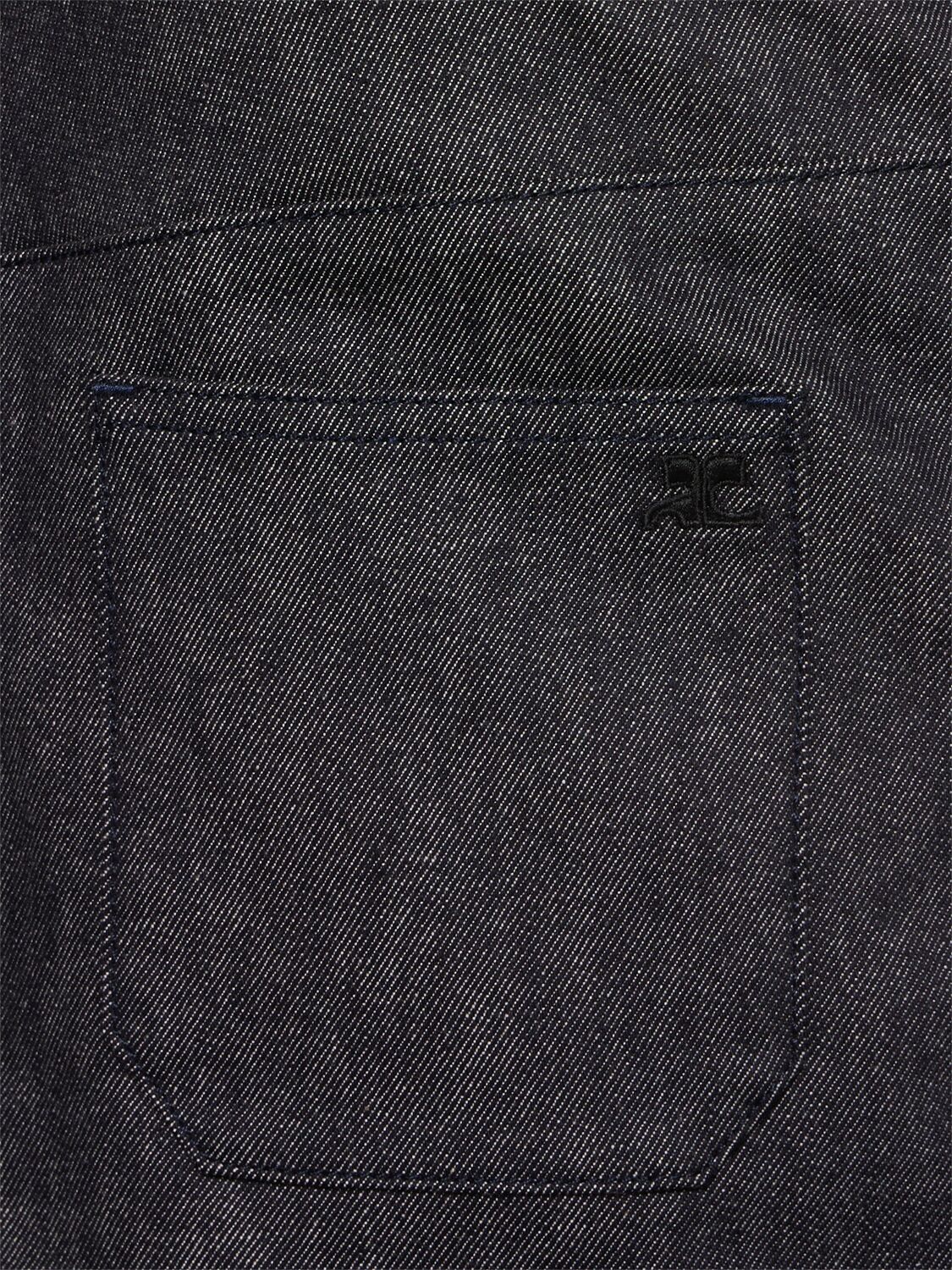 Shop Courrèges Belted Denim Mini Skirt