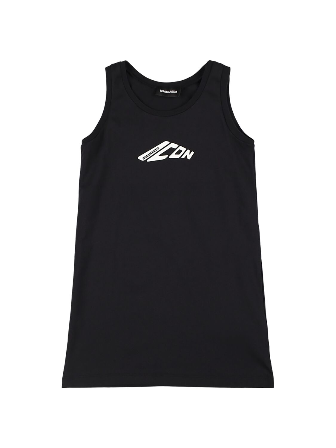 Dsquared2 Logo Print Cotton Jersey Cover-up In Black