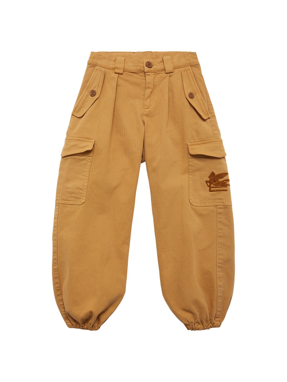 Etro Cotton Blend Herringbone Cargo Pants In Neutral