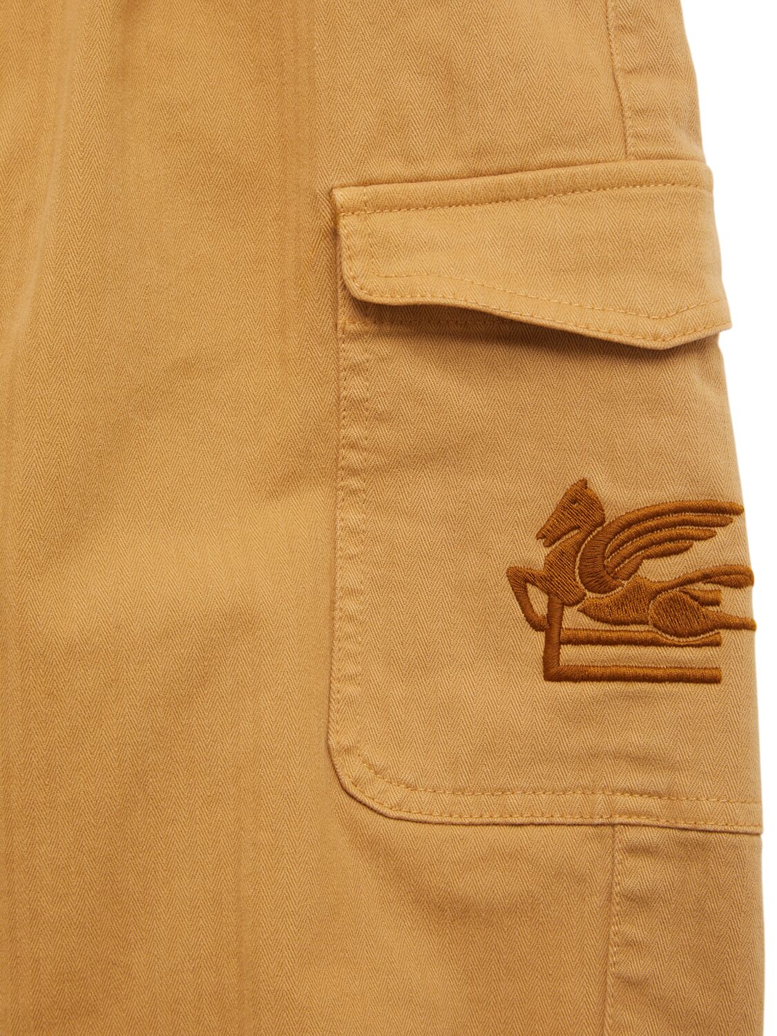 Etro Cotton Blend Herringbone Cargo Pants In Neutral