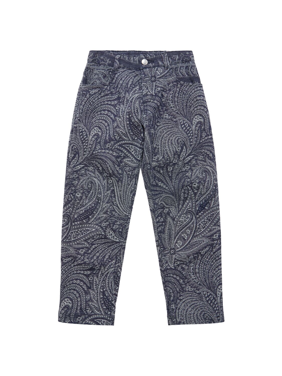 Etro Cotton Blend Jacquard Pants In Blue