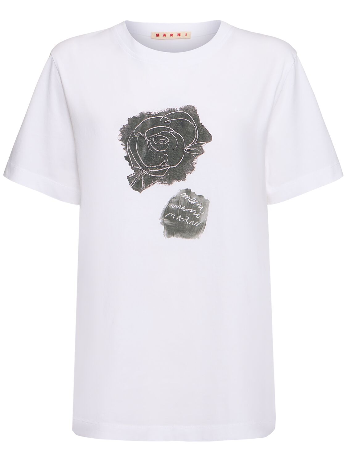 T-shirt En Coton Brossé Imprimé Roses - MARNI - Modalova