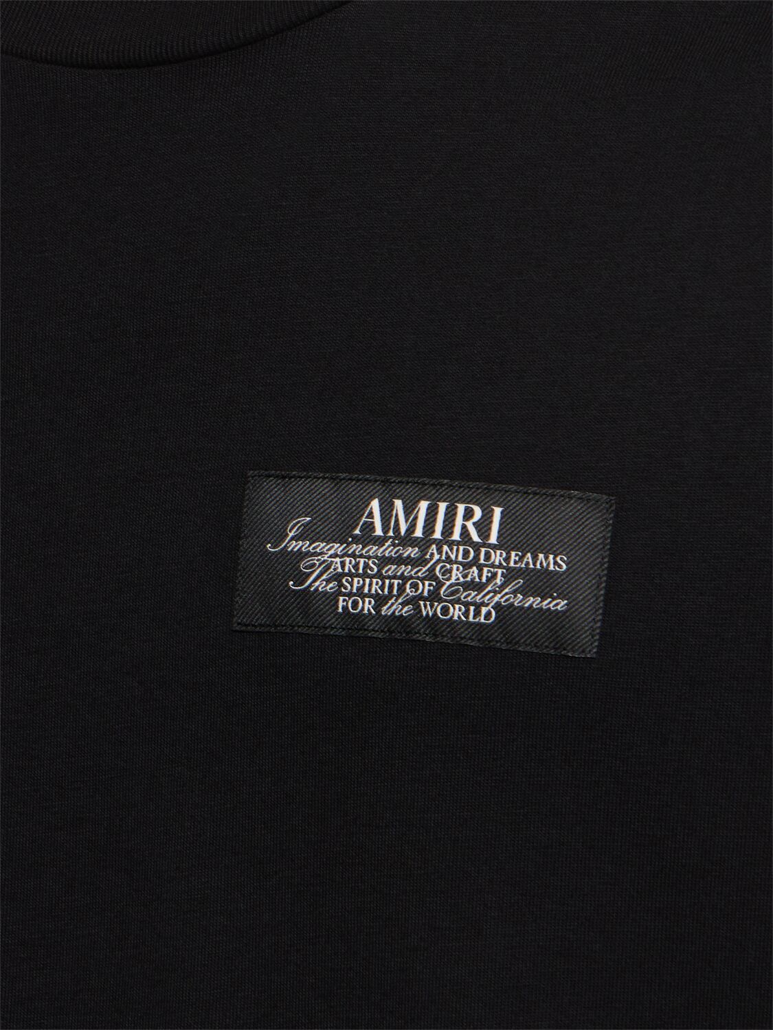 Amiri Black Crewneck T-shirt With Logo Patch On The Front And Maxi Logo Print On The Rear In Cotton Man