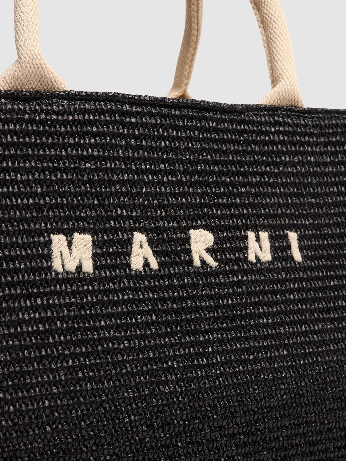 Shop Marni Medium Logo Raffia Effect Tote Bag