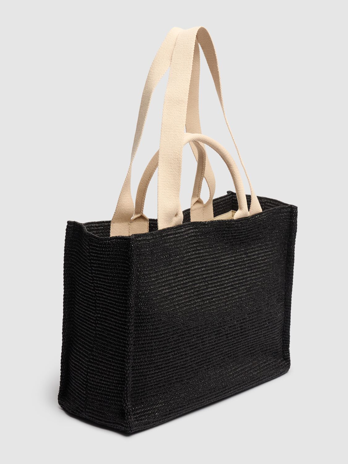 Shop Marni Medium Logo Raffia Effect Tote Bag