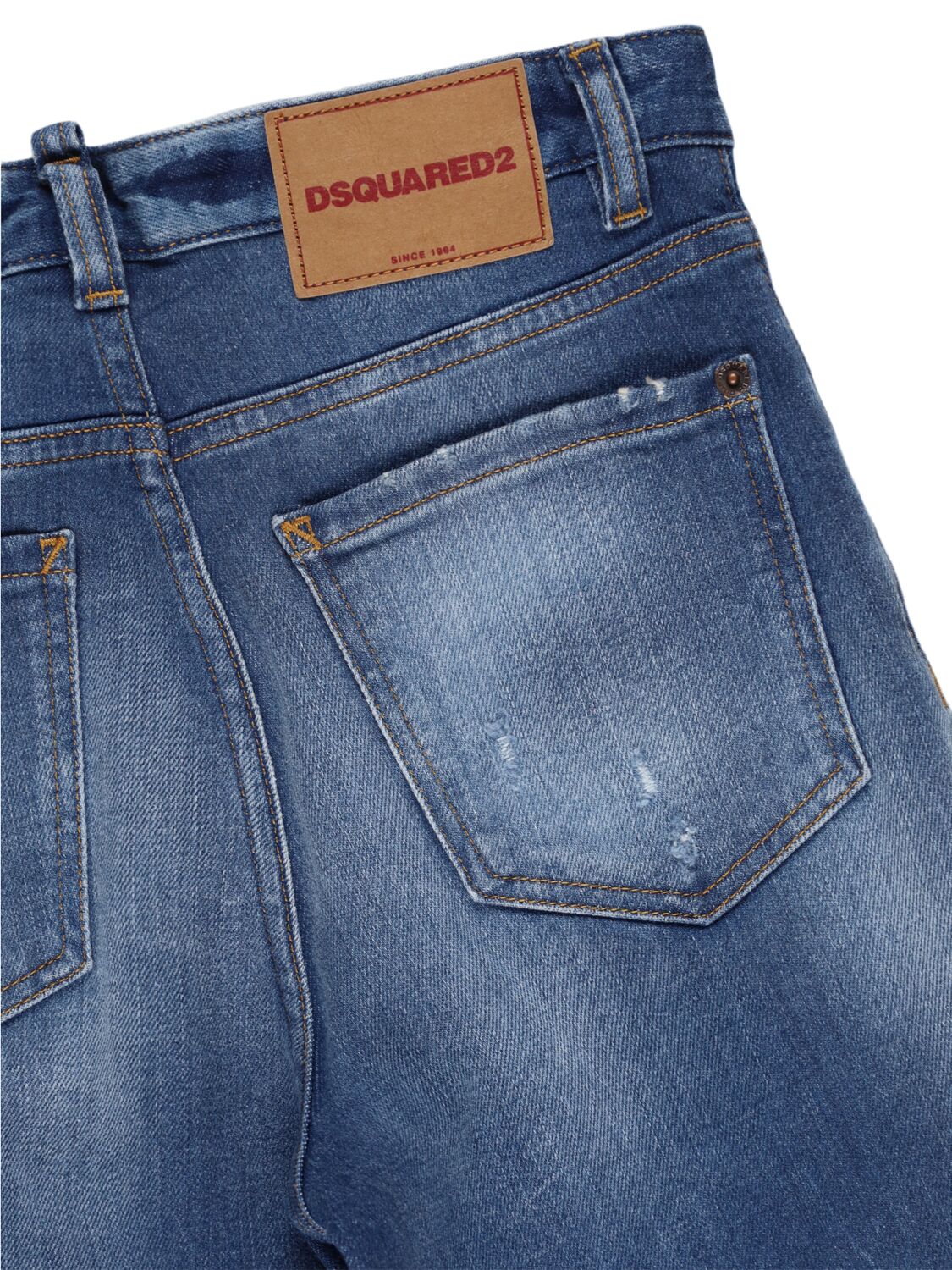 Shop Dsquared2 Stonewashed Stretch Cotton Jeans In Blue