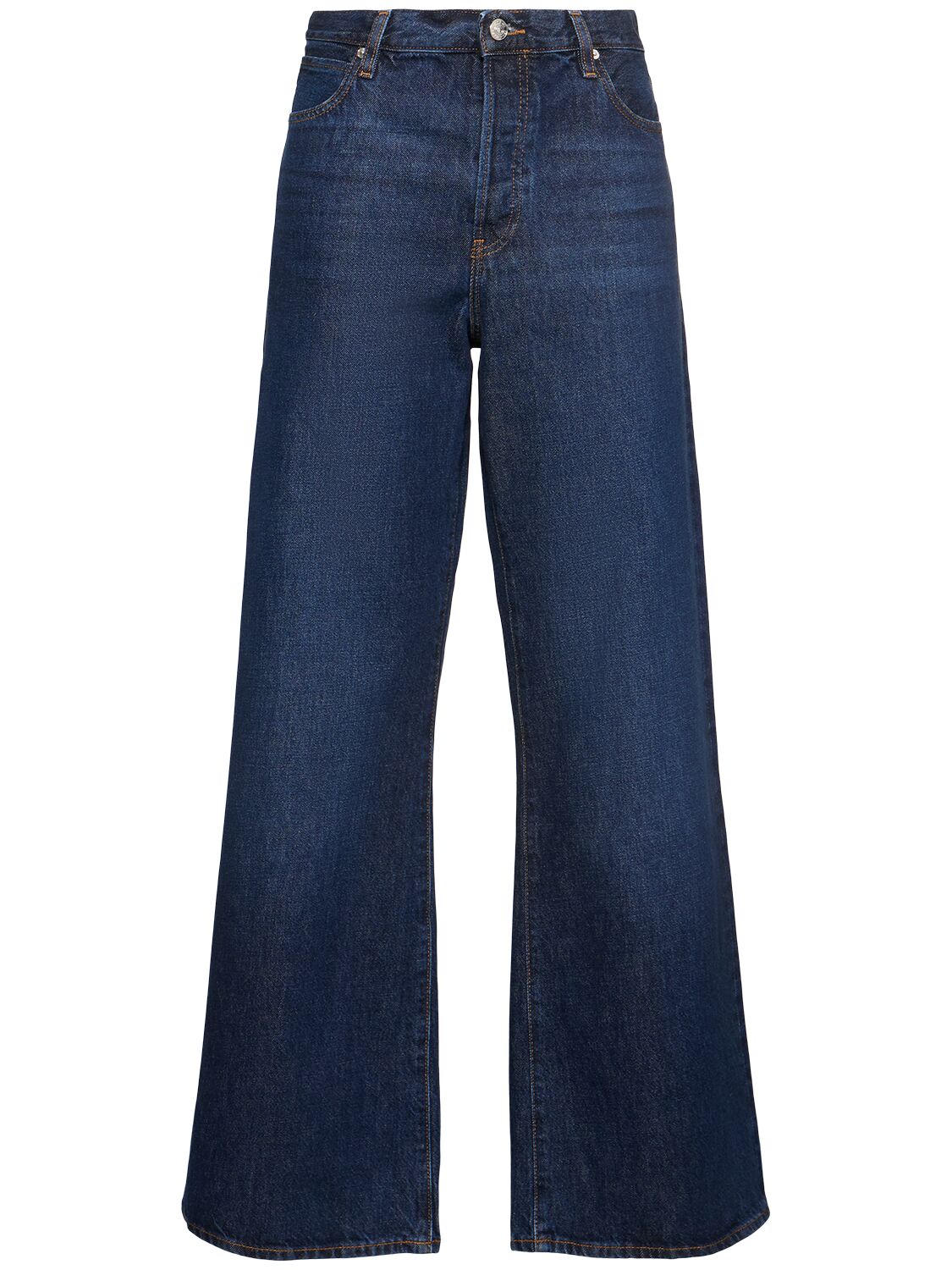 The Loose Cotton Mid Rise Wide Jeans