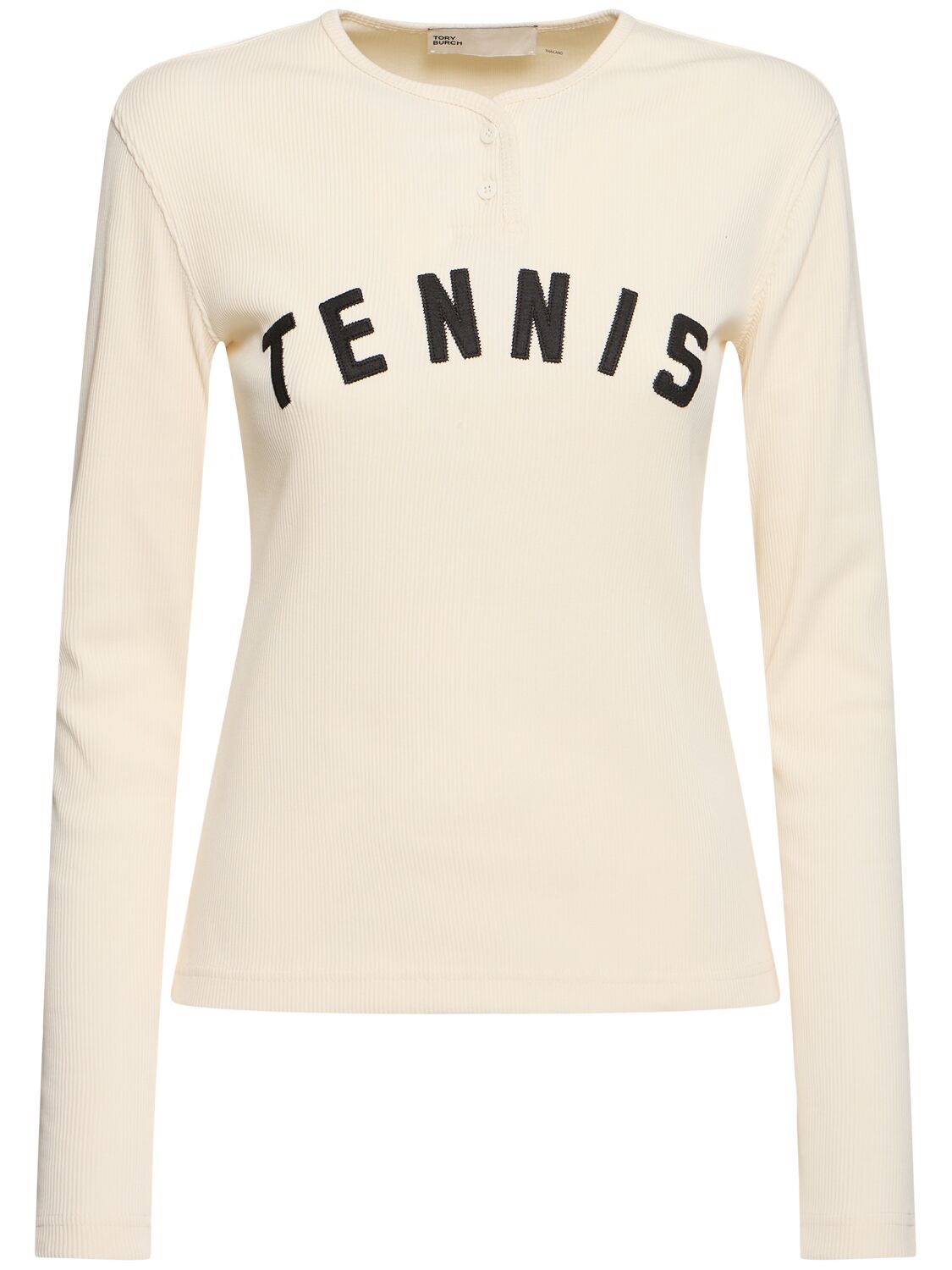 Tory Sport Ribbed Cotton Henley Tennis T-shirt