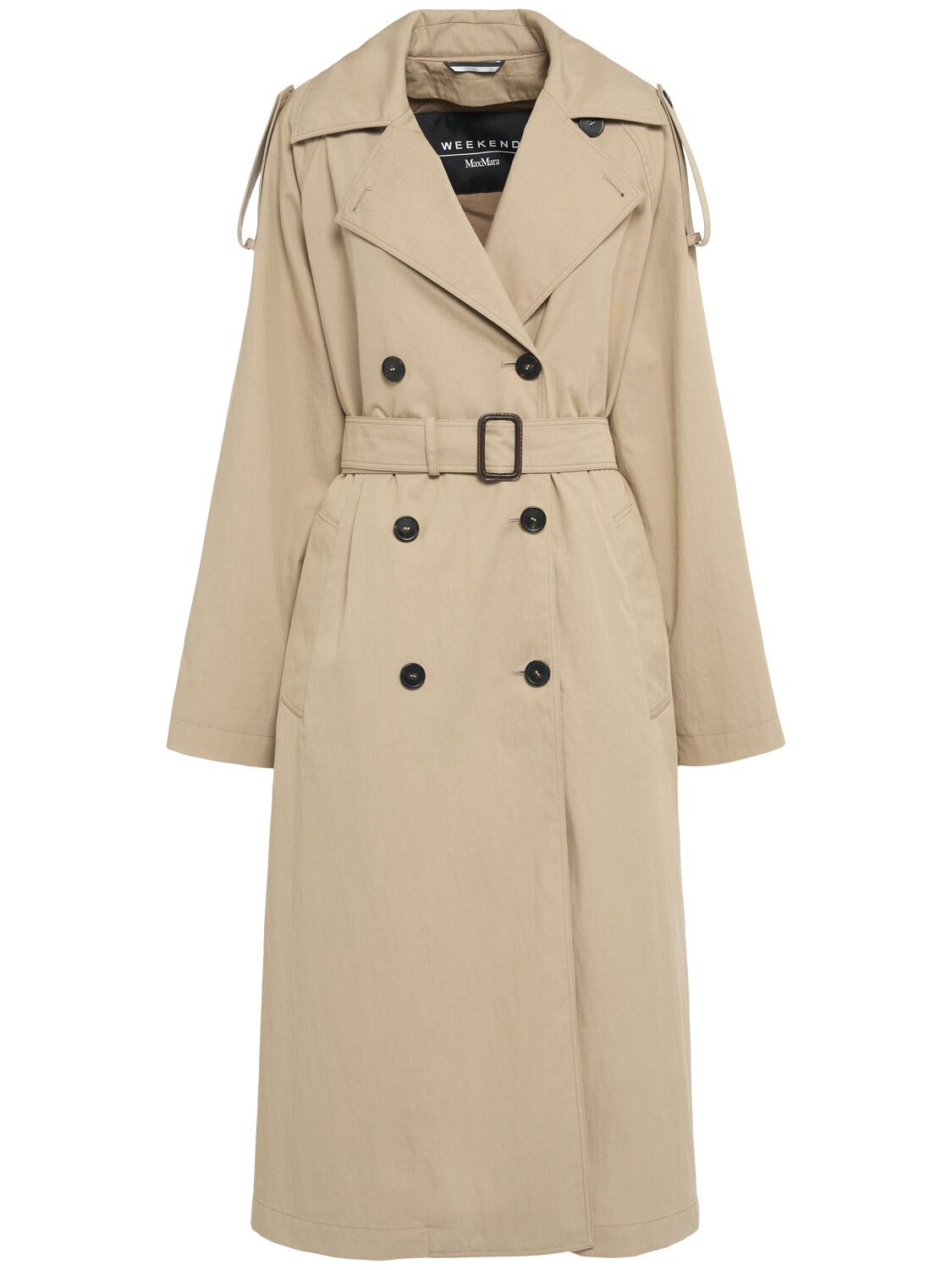 Weekend Max Mara Omens Beige Double-breasted Padded Woven Trench Coat