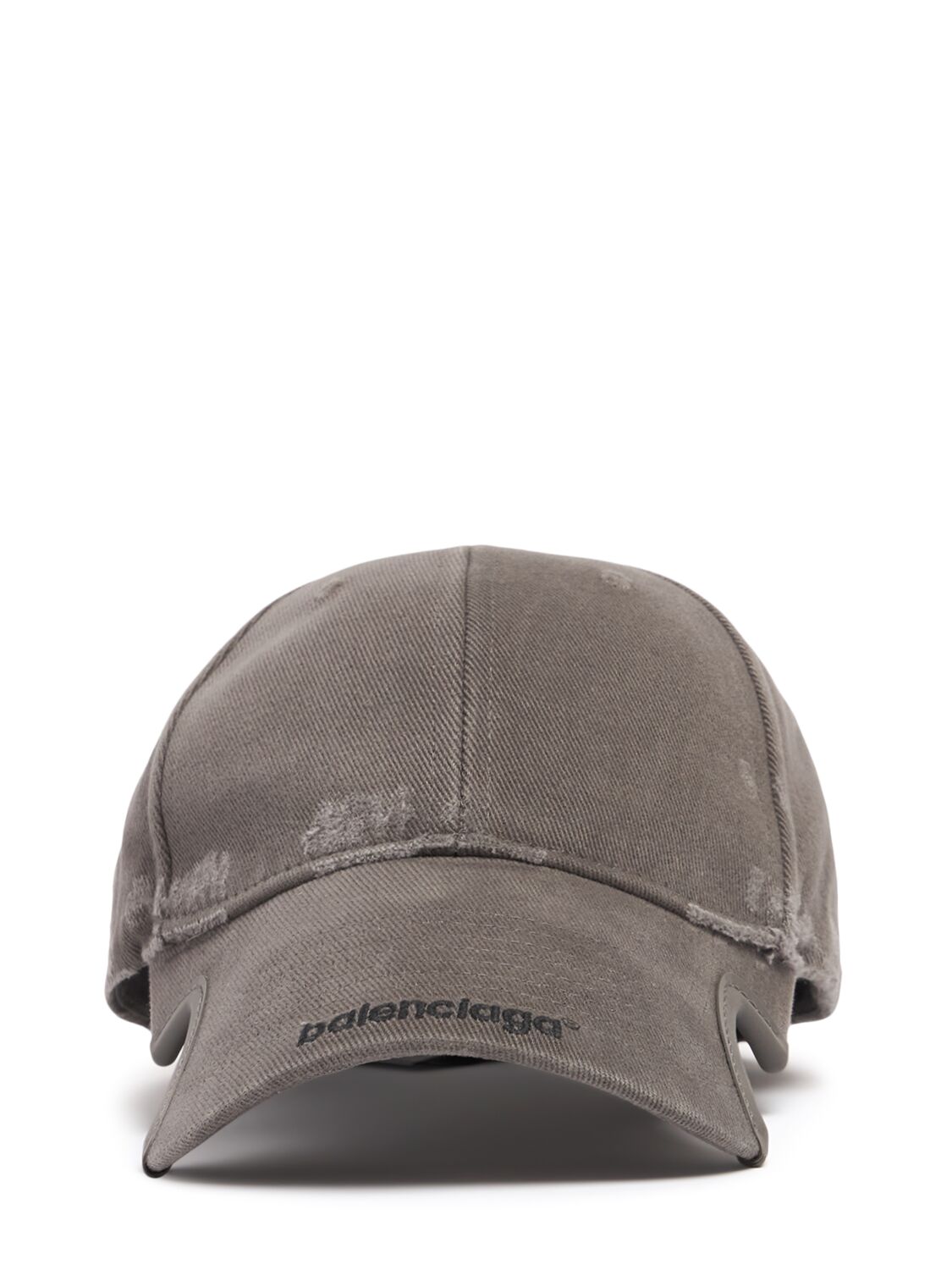 Balenciaga Cotton Drill Baseball Cap In Smoked Grey