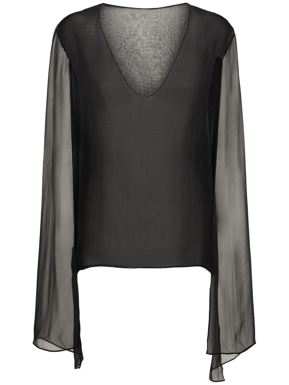 Alberta Ferretti V-neck Sheer Silk Shirt