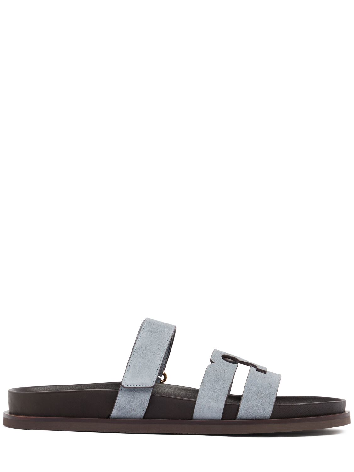 Tory Burch Anatomical Suede Slide Sandals With Cross-over Straps