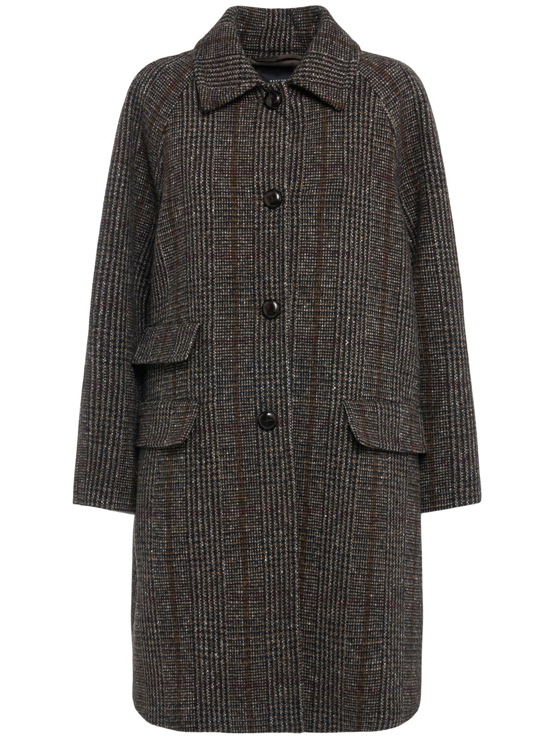 Weekend Max Mara Pitone Tweed Virgin Wool Coat In Gray