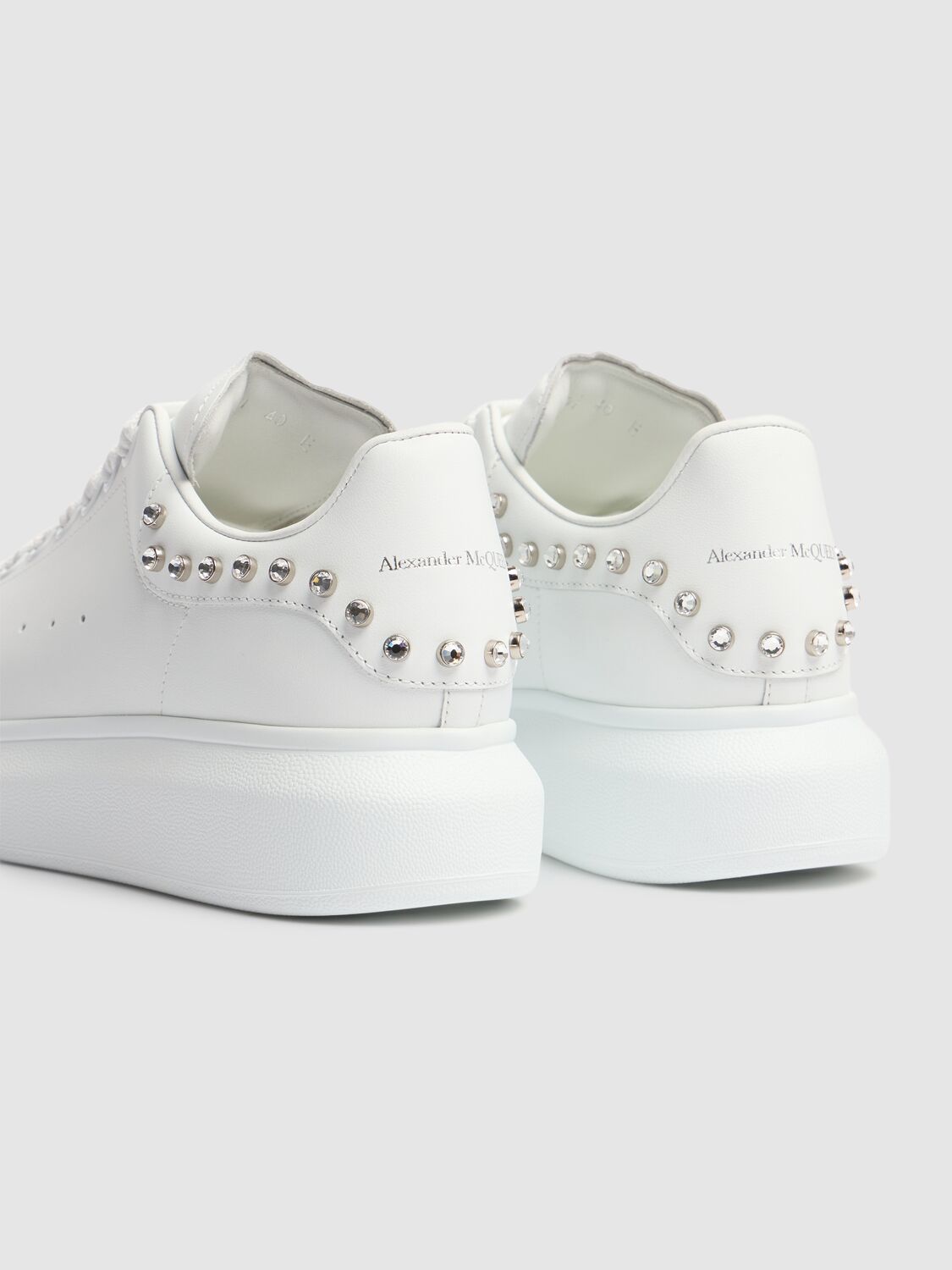Alexander Mcqueen Leather Sneakers With Platform Sole And Stud Embellishments In White